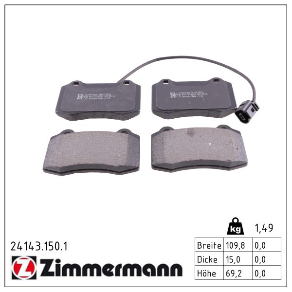ZIMMERMANN Bremseklodser 241431501 foraksel for VAG