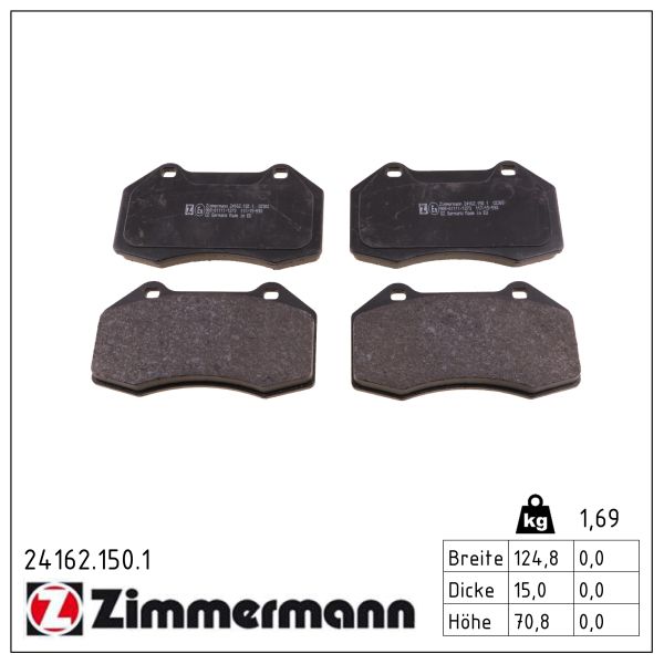 ZIMMERMANN Bremseklodser 241621501 foraksel for RENAULT ALPINE