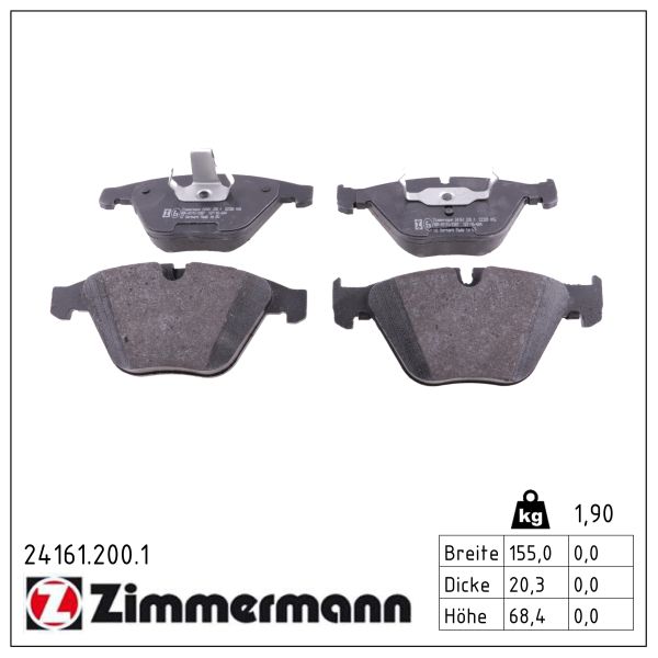 ZIMMERMANN Bremseklodser 241612001 foraksel for BMW