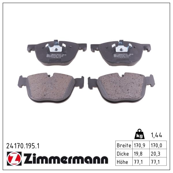 ZIMMERMANN Bremseklodser 241701951 foraksel for BMW