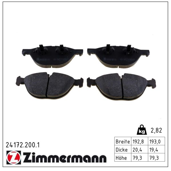 ZIMMERMANN Bremseklodser 241722001 foraksel for BMW