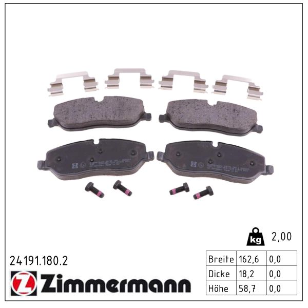 ZIMMERMANN Bremseklodser 241911802 foraksel for LAND ROVER