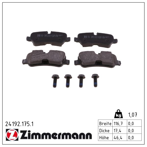 ZIMMERMANN Bremseklodser 241921751 bagaksel for LAND ROVER