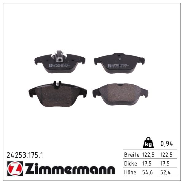 ZIMMERMANN Bremseklodser 242531751 bagaksel for MERCEDES-BENZ (BBDC) MERCEDES-BENZ