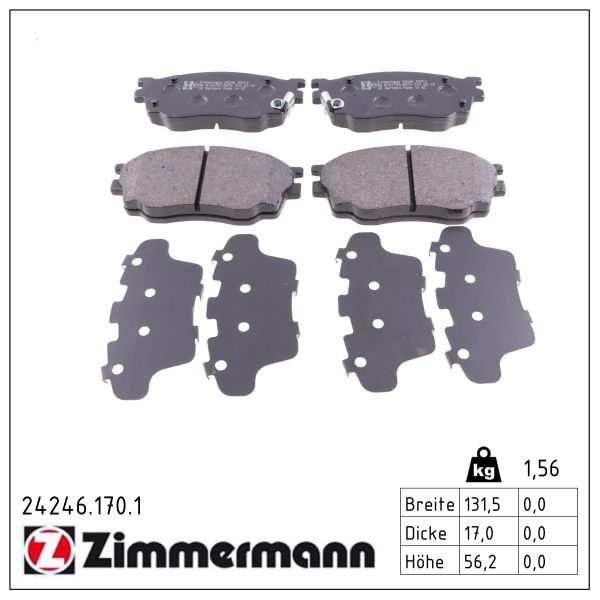 ZIMMERMANN Bremseklodser 242461701 foraksel for MAZDA MAZDA (FAW)