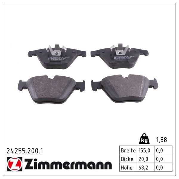 ZIMMERMANN Bremseklodser 242552001 foraksel for BMW BMW (BRILLIANCE)