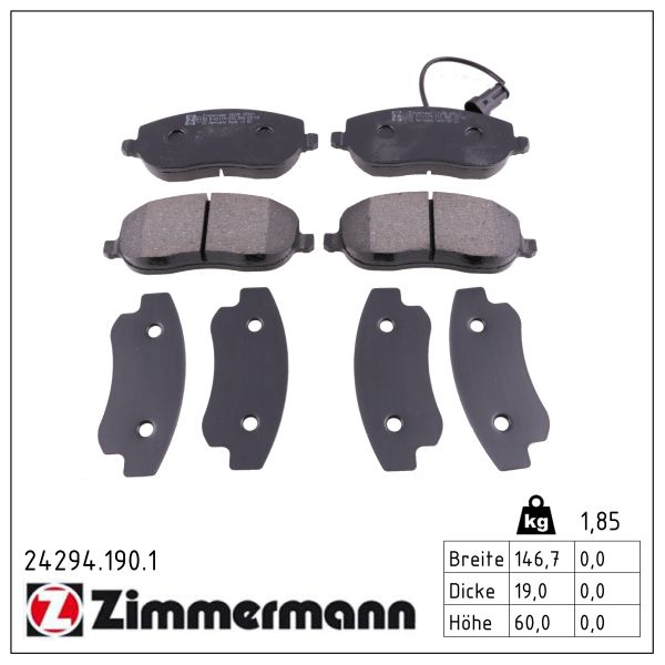 ZIMMERMANN Bremseklodser 242941901 foraksel for FIAT