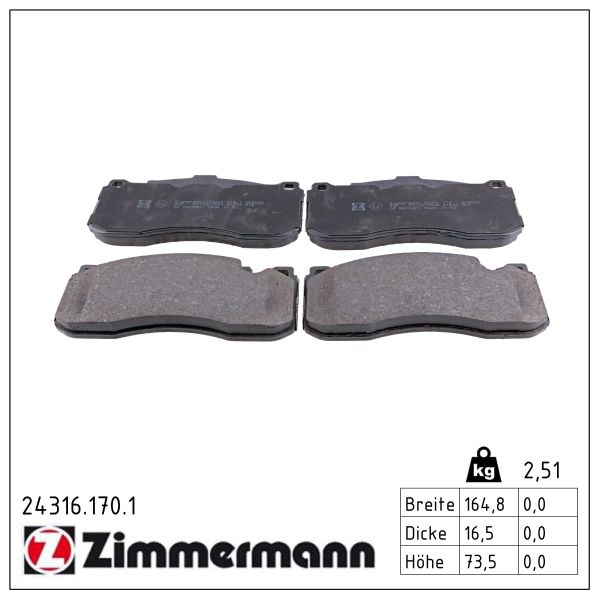 ZIMMERMANN Bremseklodser 243161701 foraksel for BMW