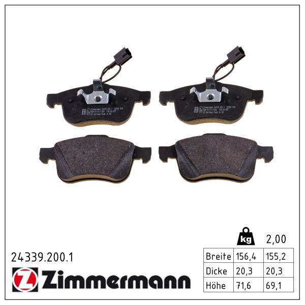 ZIMMERMANN Bremseklodser 243392001 foraksel for ALFA ROMEO