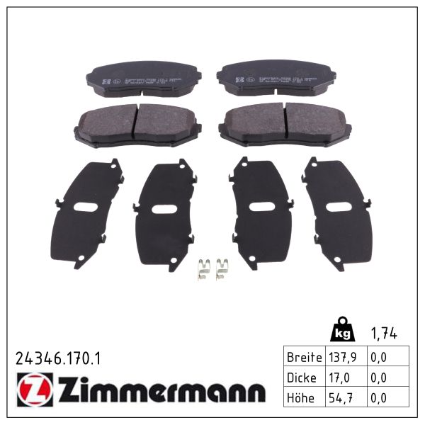 ZIMMERMANN Bremseklodser 243461701 foraksel for SUZUKI