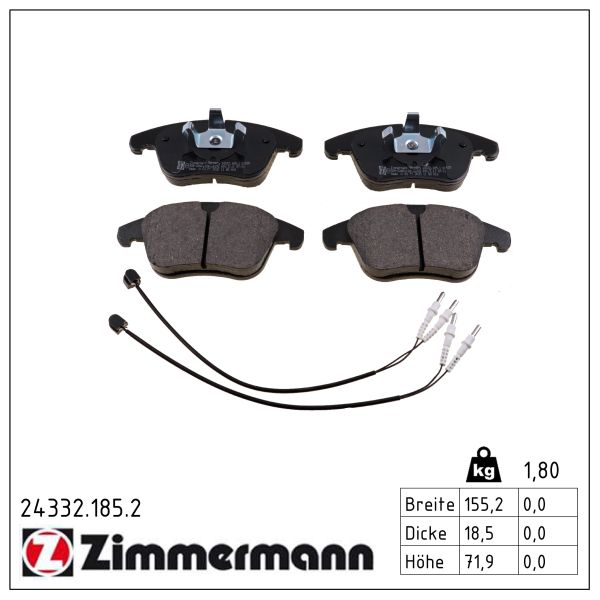 ZIMMERMANN Bremseklodser 243321852 foraksel for CITROËN/PEUGEOT