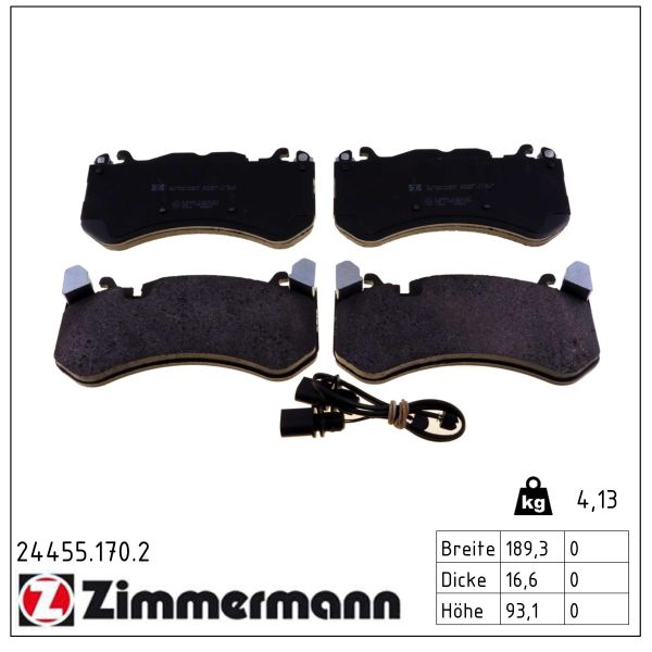 ZIMMERMANN Bremseklodser 244551702 foraksel for AUDI