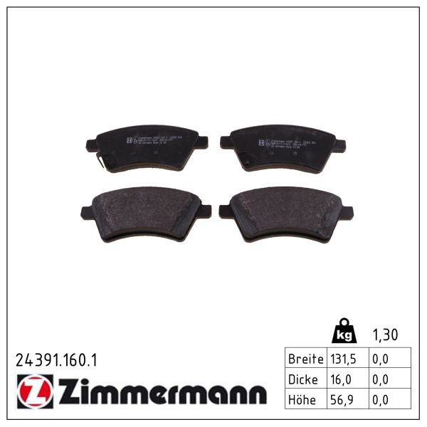 ZIMMERMANN Bremseklodser 243911601 foraksel for FIAT SUZUKI