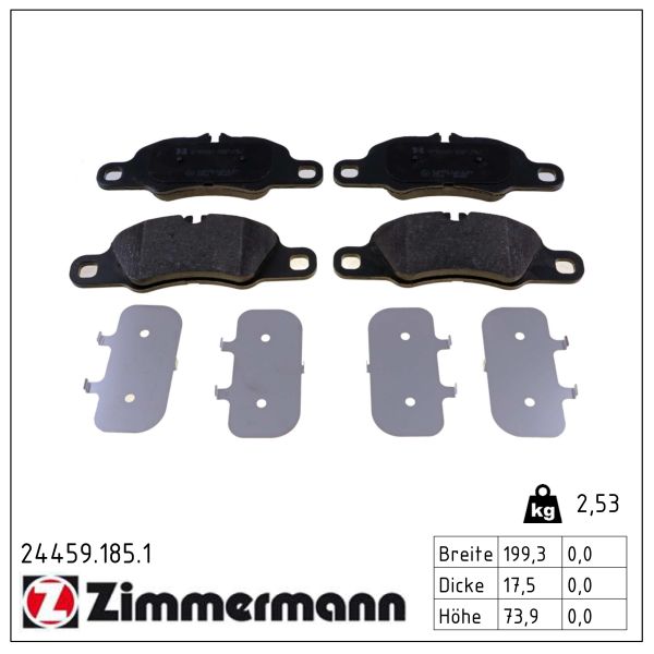 ZIMMERMANN Bremseklodser 244591851 foraksel for PORSCHE