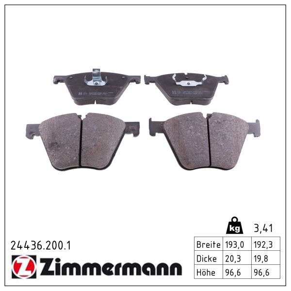 ZIMMERMANN Bremseklodser 244362001 foraksel for BMW