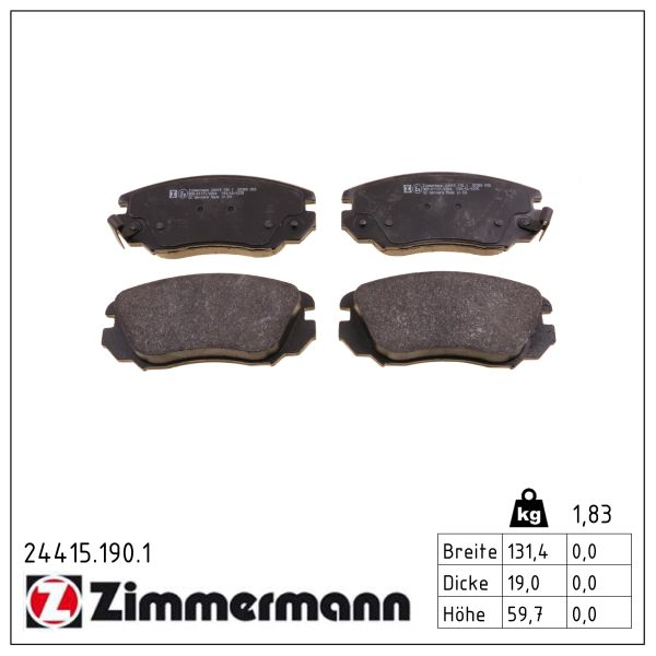 ZIMMERMANN Bremseklodser 244151901 foraksel for OPEL GENERAL MOTORS