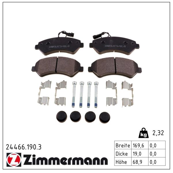 ZIMMERMANN Bremseklodser 244661903 foraksel for CITROËN/PEUGEOT FIAT