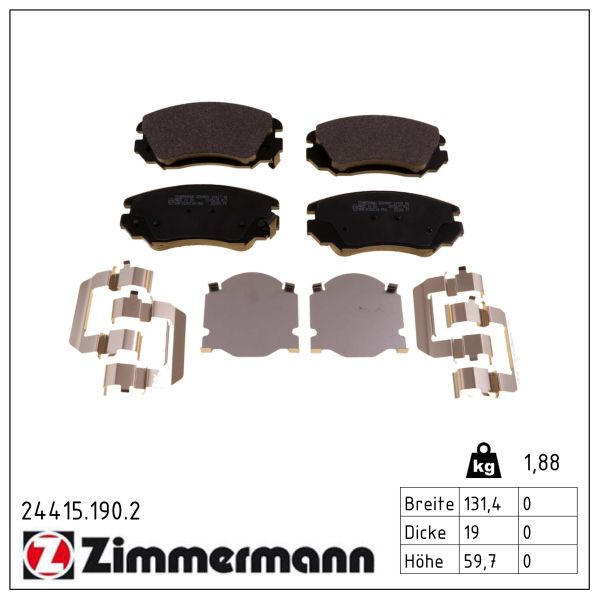 ZIMMERMANN Bremseklodser 244151902 foraksel for OPEL VAUXHALL