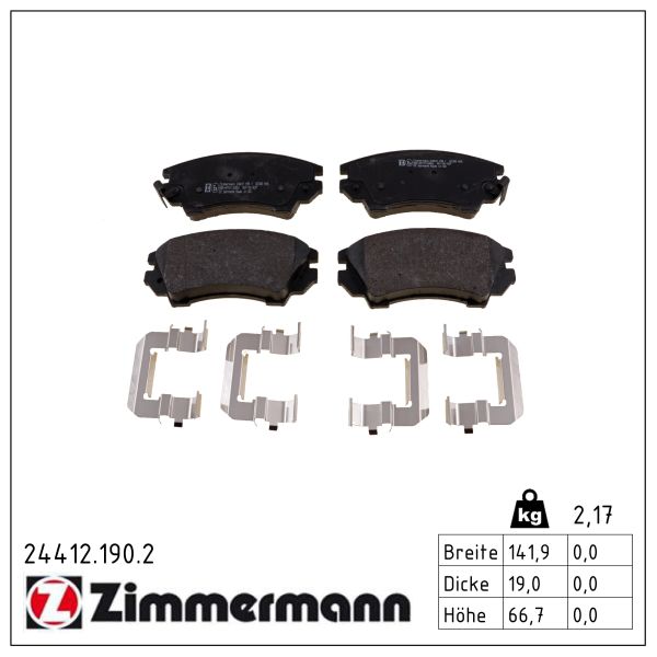 ZIMMERMANN Bremseklodser 244121902 foraksel for OPEL CHEVROLET (SGM) GENERAL MOTORS