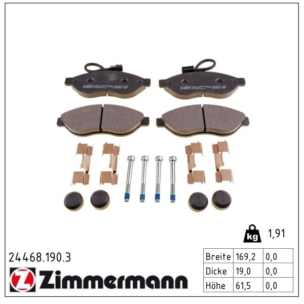 ZIMMERMANN Bremseklodser 244681903 foraksel for CITROËN/PEUGEOT FIAT