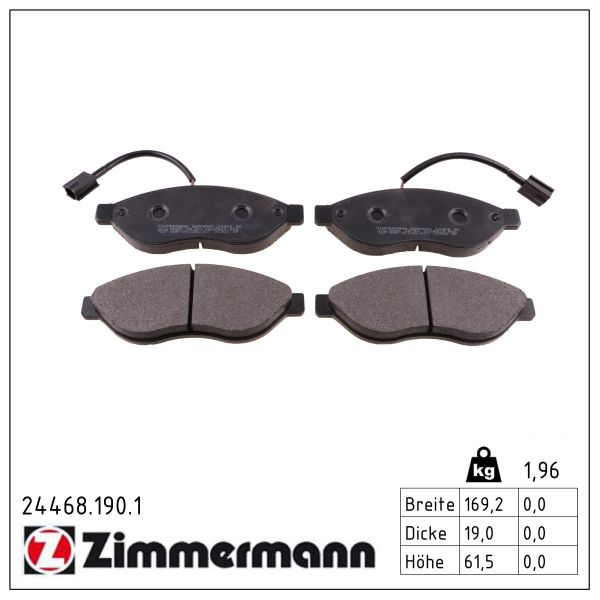 ZIMMERMANN Bremseklodser 244681901 foraksel for CITROËN/PEUGEOT FIAT