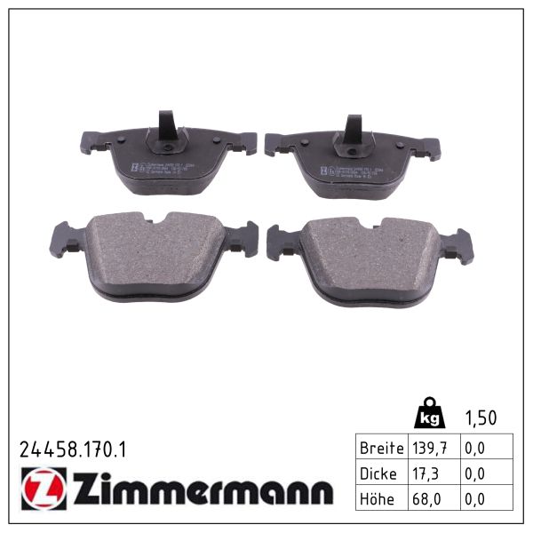 ZIMMERMANN Bremseklodser 244581701 bagaksel for BMW