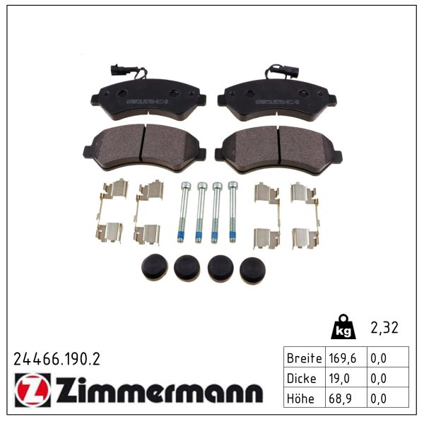 ZIMMERMANN Bremseklodser 244661902 foraksel for CITROËN/PEUGEOT FIAT