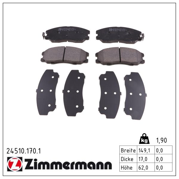 ZIMMERMANN Bremseklodser 245101701 foraksel for CHEVROLET OPEL CHEVROLET (SGM)
