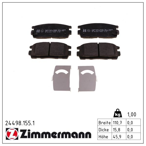 ZIMMERMANN Bremseklodser 244981551 bagaksel for OPEL GENERAL MOTORS CHEVROLET (SGM) CHEVROLET