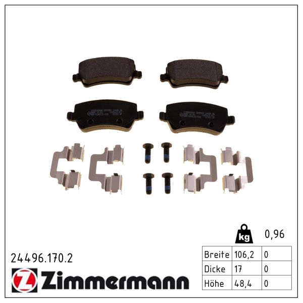ZIMMERMANN Bremseklodser 244961702 bagaksel for VOLVO ASIA VOLVO