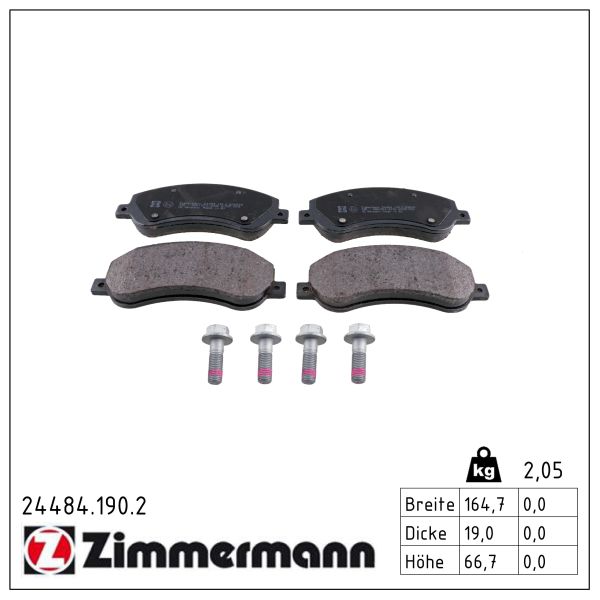 ZIMMERMANN Bremseklodser 244841902 foraksel for VAG