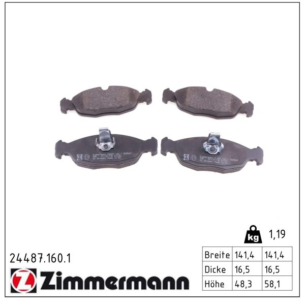 ZIMMERMANN Bremseklodser 244871601 bagaksel for JAGUAR