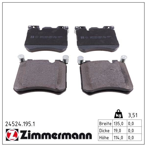 ZIMMERMANN Bremseklodser 245241951 foraksel for BMW ROLLS-ROYCE