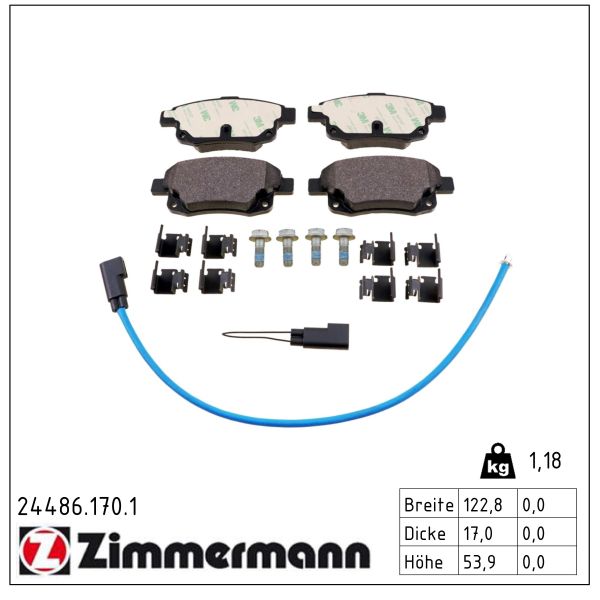 ZIMMERMANN Bremseklodser 244861701 bagaksel for FORD