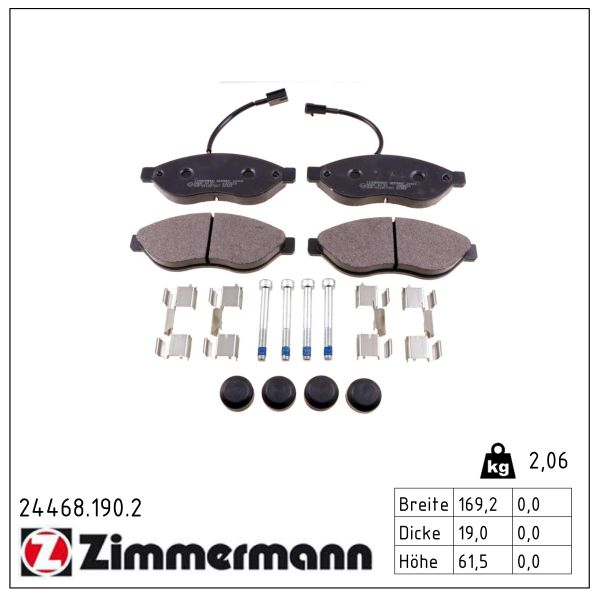 ZIMMERMANN Bremseklodser 244681902 foraksel for CITROËN/PEUGEOT FIAT