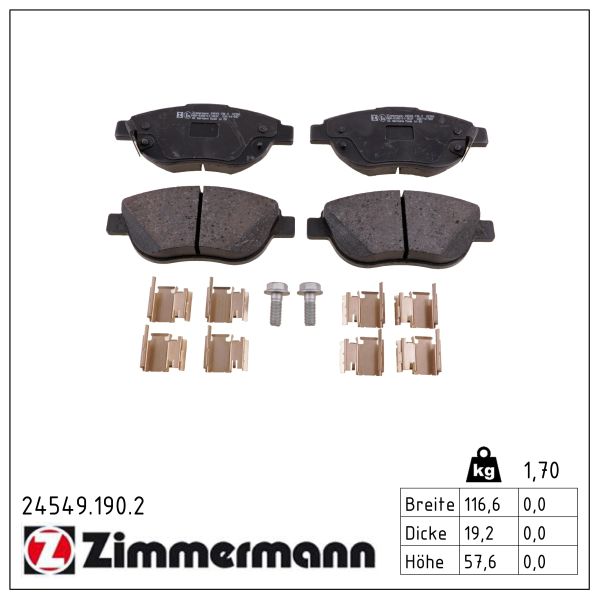 ZIMMERMANN Bremseklodser 245491902 foraksel for OPEL FIAT