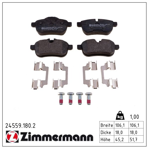 ZIMMERMANN Bremseklodser 245591802 bagaksel for BMW