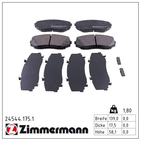 ZIMMERMANN Bremseklodser 245441751 foraksel for FORD MAZDA MITSUBISHI LINCOLN