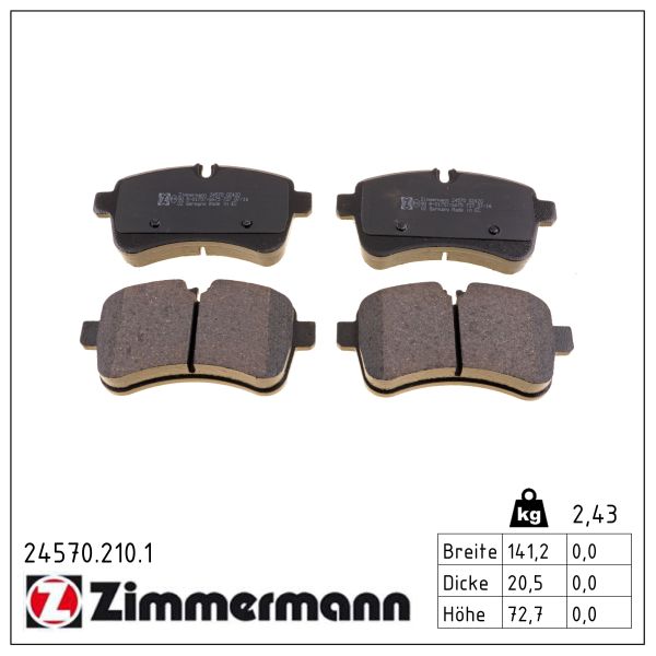 ZIMMERMANN Bremseklodser 245702101 bagaksel for IVECO