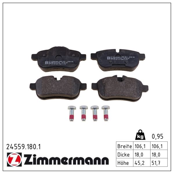 ZIMMERMANN Bremseklodser 245591801 bagaksel for BMW