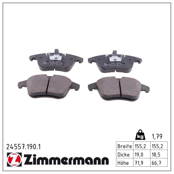 ZIMMERMANN Bremseklodser 245571901 foraksel for CITROËN/PEUGEOT OPEL
