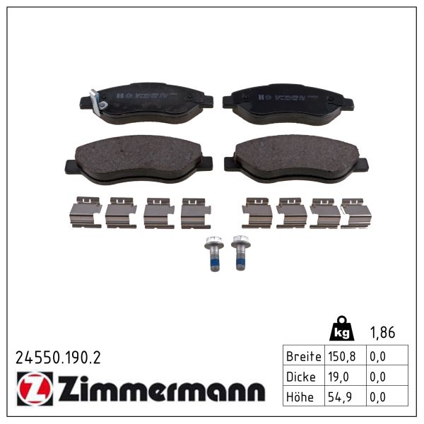 ZIMMERMANN Bremseklodser 245501902 foraksel for OPEL