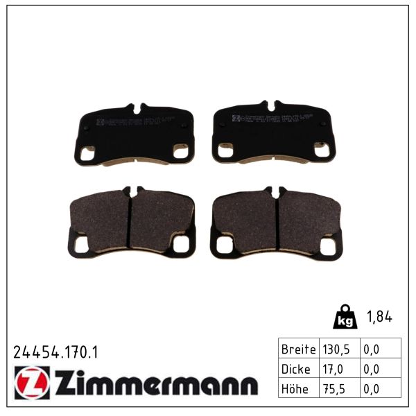 ZIMMERMANN Bremseklodser 244541701 bagaksel for PORSCHE