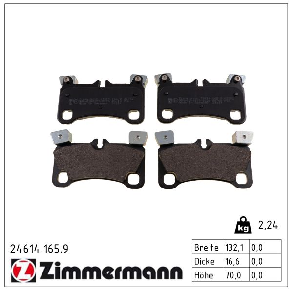 ZIMMERMANN Bremseklodser 246141659 bagaksel for VAG PORSCHE