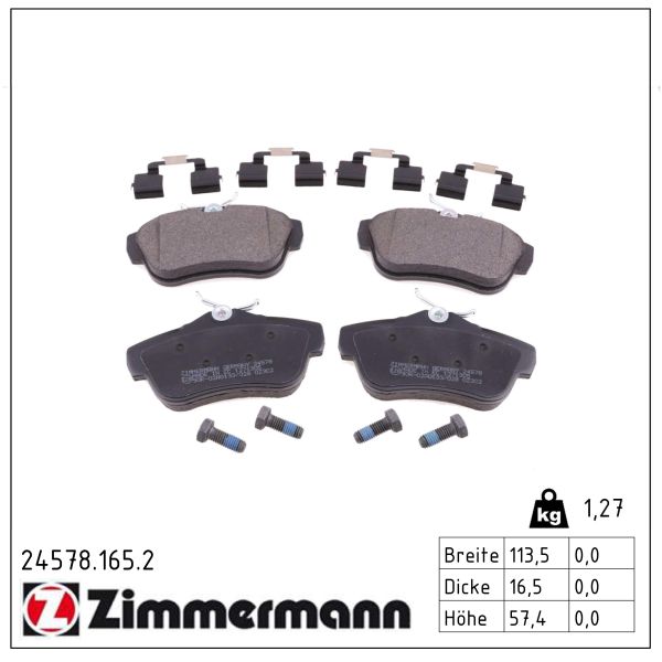 ZIMMERMANN Bremseklodser 245781652 bagaksel for CITROËN/PEUGEOT FIAT TOYOTA