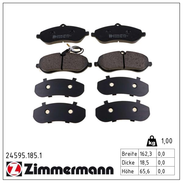 ZIMMERMANN Bremseklodser 245951851 foraksel for CITROËN/PEUGEOT FIAT
