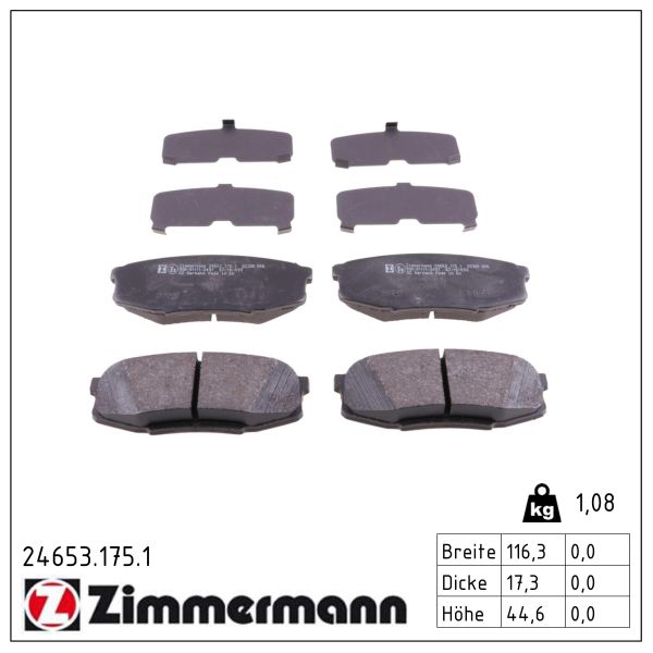 ZIMMERMANN Bremseklodser 246531751 bagaksel for TOYOTA (FAW) TOYOTA
