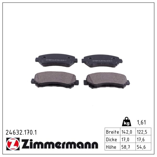 ZIMMERMANN Bremseklodser 246321701 foraksel for NISSAN SUZUKI