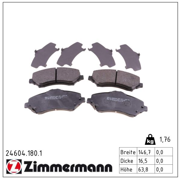 ZIMMERMANN Bremseklodser 246041801 foraksel for CHRYSLER FIAT VAG JEEP