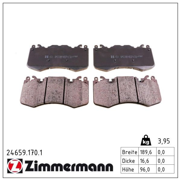 ZIMMERMANN Bremseklodser 246591701 foraksel for LAND ROVER